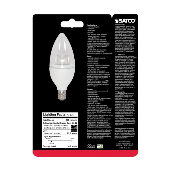 4.5 Watt - B11 LED - 2700K - Candelabra base - 120 Volt - Image 3
