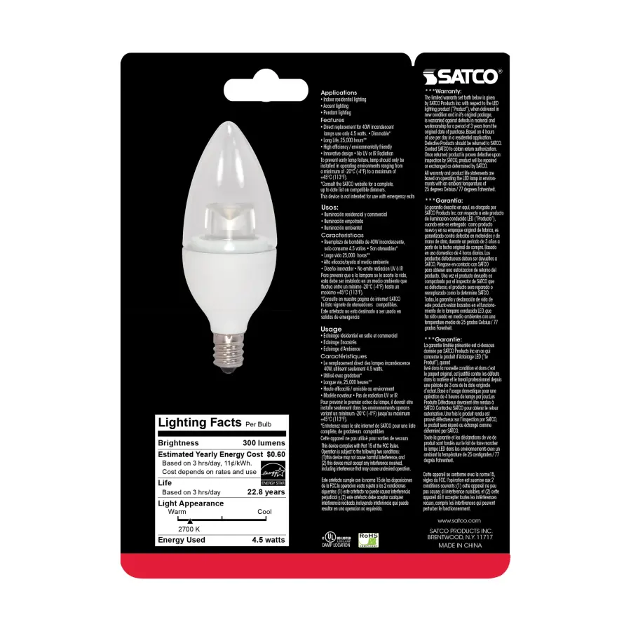 4.5 Watt - B11 LED - 2700K - Candelabra base - 120 Volt - Image 3