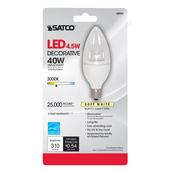 4.5 Watt - B11 LED - 3000K - Candelabra base - 120 Volt - Image 2