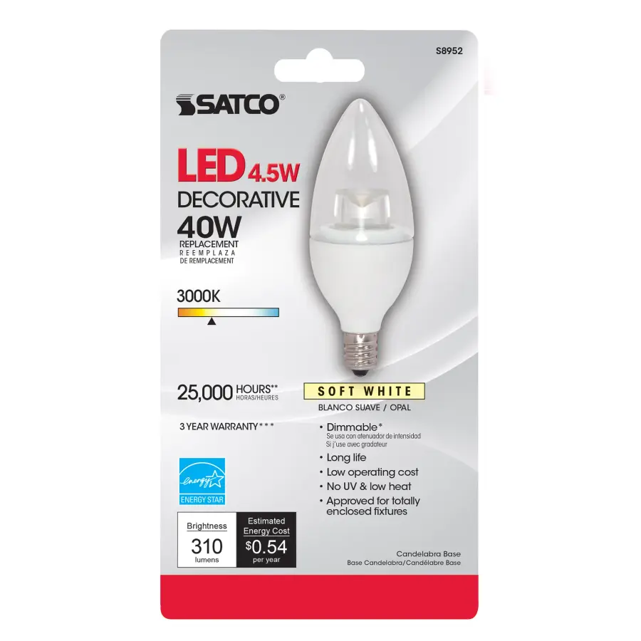4.5 Watt - B11 LED - 3000K - Candelabra base - 120 Volt - Image 2