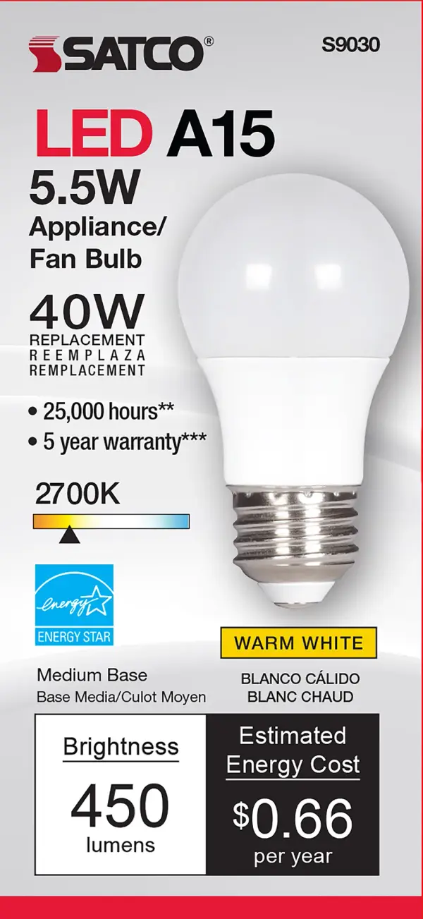 5.5 Watt - A15 LED - Frosted - 2700K - Medium base - 230 deg. Beam Angle - 120 Volt - Image 2