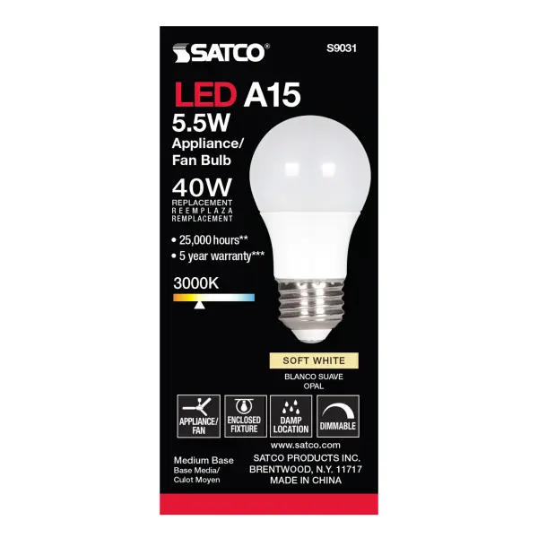 5.5 Watt - A15 LED - Frosted - 3000K - Medium base - 230 deg. Beam Angle - 120 Volt - Image 3