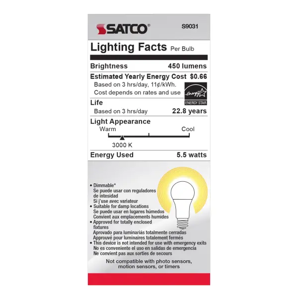 5.5 Watt - A15 LED - Frosted - 3000K - Medium base - 230 deg. Beam Angle - 120 Volt - Image 5