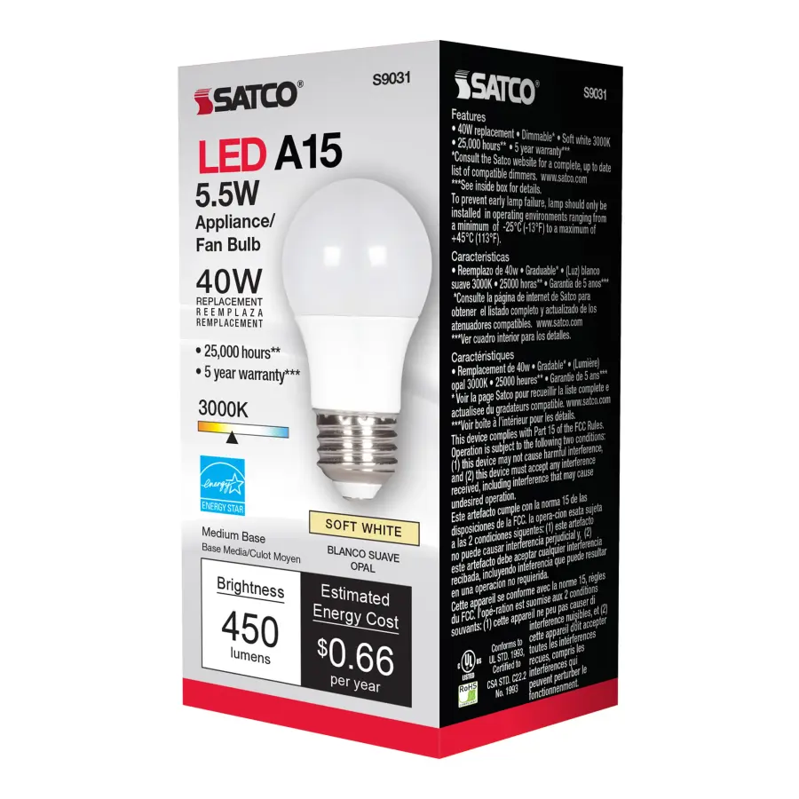 5.5 Watt - A15 LED - Frosted - 3000K - Medium base - 230 deg. Beam Angle - 120 Volt - Image 6