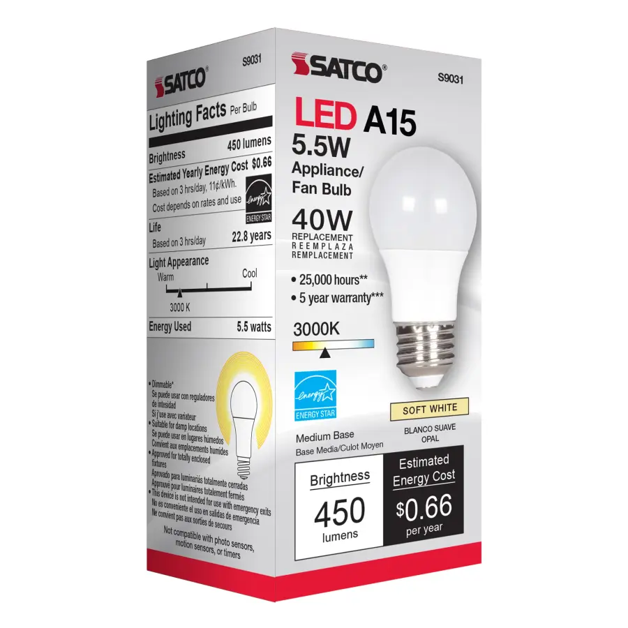 5.5 Watt - A15 LED - Frosted - 3000K - Medium base - 230 deg. Beam Angle - 120 Volt - Image 7