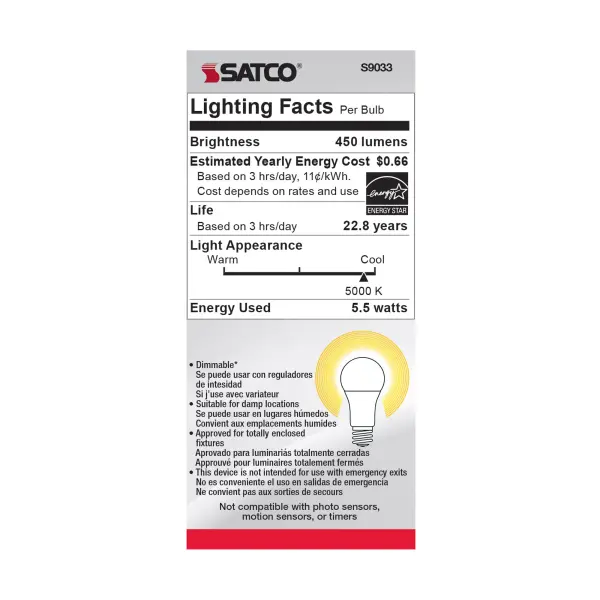 5.5 Watt - A15 LED - Frosted - 5000K - Medium base - 230 deg. Beam Angle - 120 Volt - Image 5