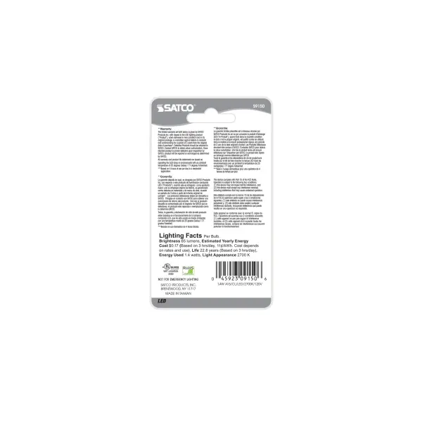 1.4 Watt LED - A15 - Clear - 2700K - Medium base - 120 Volt - Carded - Image 4