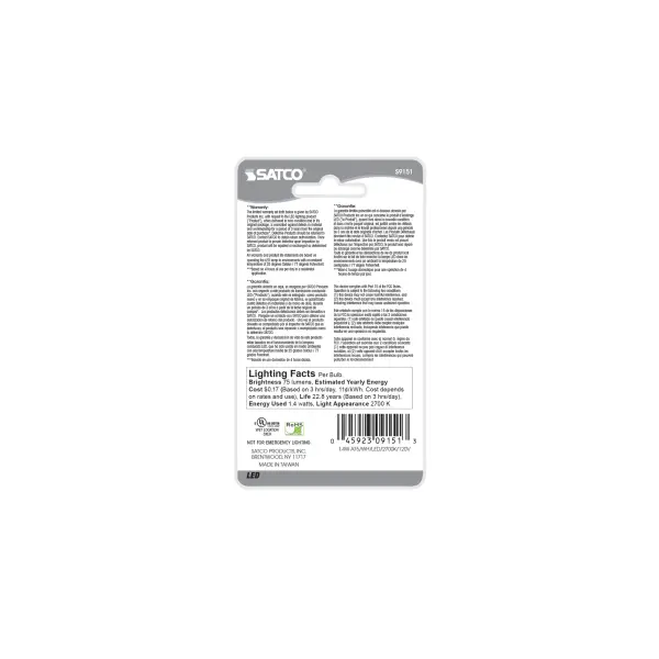 1.4 Watt LED - A15 - White - 2700K - Medium base - 120 Volt - Carded - Image 4