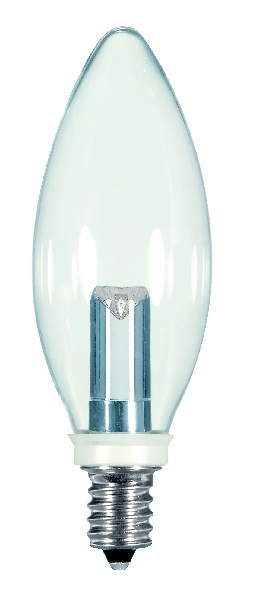 1 Watt LED - BA9 1/2 - Clear - 2700K - Candelabra base - 120 Volt - Carded - Image 1