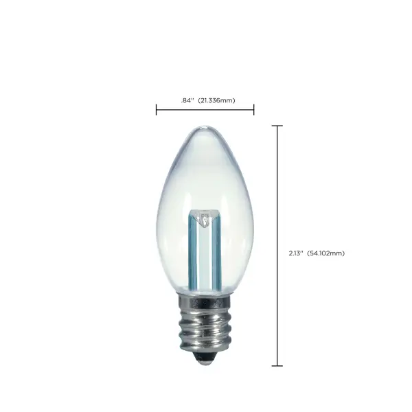 0.5 Watt LED - C7 - Clear - 2700K - Candelabra base - 120 Volt - Carded - Image 5