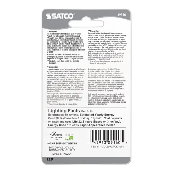 1.2 Watt LED - S11 - Clear - 2700K - Medium base - 120 Volt - Carded - Image 4