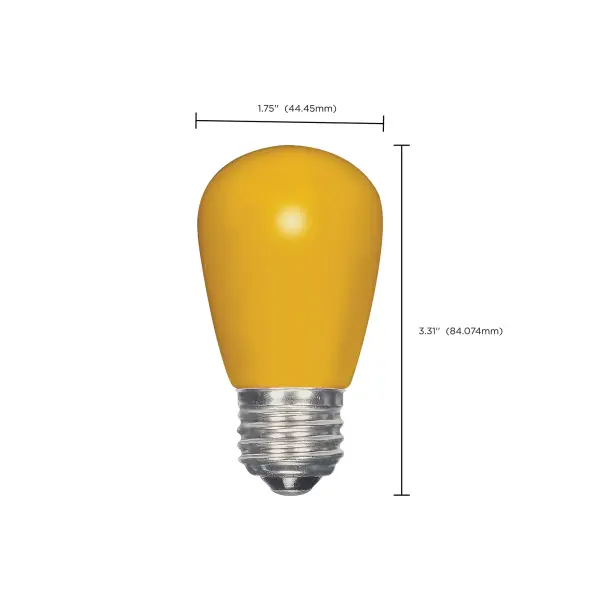 1.4 Watt LED - S14 - Ceramic Yellow - Medium base - 120 Volt - Carded - Image 4