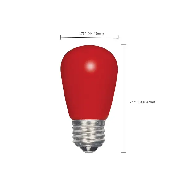 1.4 Watt LED - S14 - Ceramic Red - Medium base - 120 Volt - Carded - Image 4