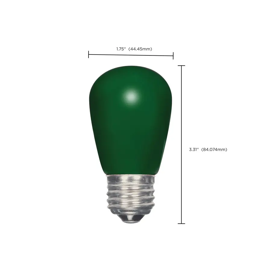 1.4 Watt LED - S14 - Ceramic Green - Medium base - 120 Volt - Carded - Image 4