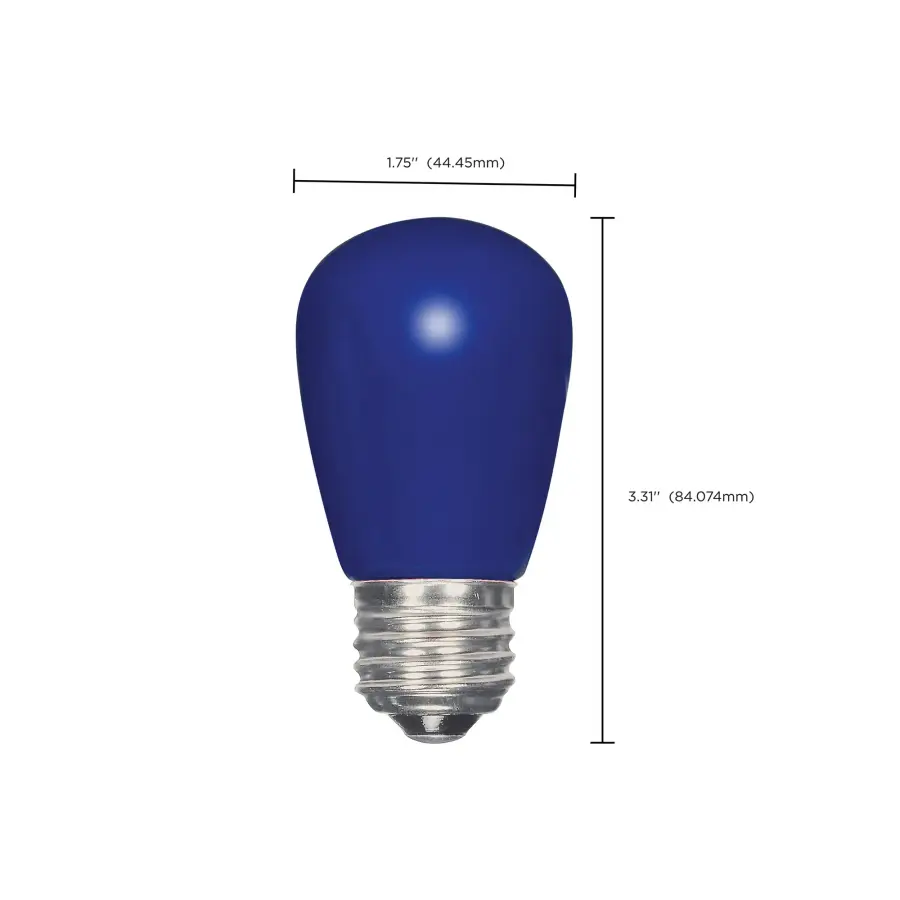 1.4 Watt LED - S14 - Ceramic Blue - Medium base - 120 Volt - Carded - Image 4