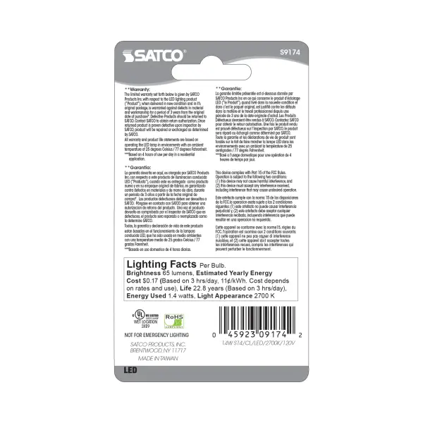 1.4 Watt LED - S14 - Clear - 2700K - Medium base - 120 Volt - Carded - Image 4