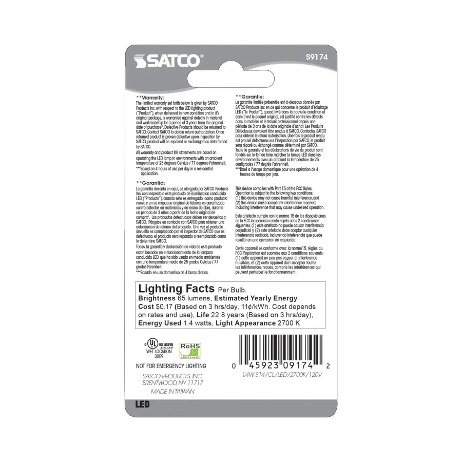 1.4 Watt LED - S14 - Clear - 2700K - Medium base - 120 Volt - Carded - Image 4