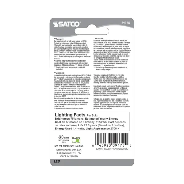 1.4 Watt LED - S14 - White - 2700K - Medium base - 120 Volt - Carded - Image 4