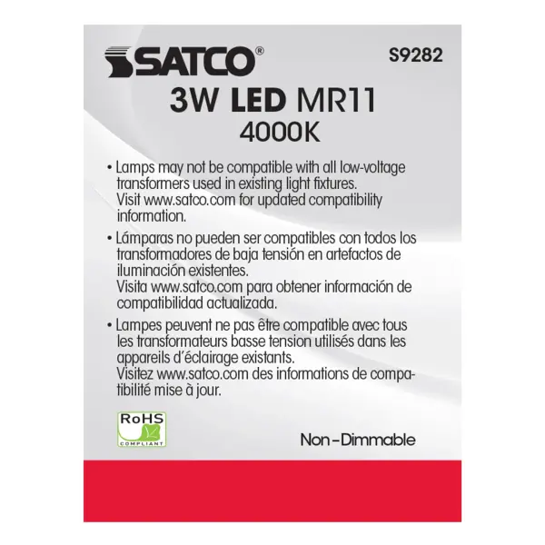 3W - LED - MR11 - 4000K - 25 deg. beam spread - 25000 Average rated hours - 210 Lumens - GU4 base - 12 Volt AC/DC - Image 6