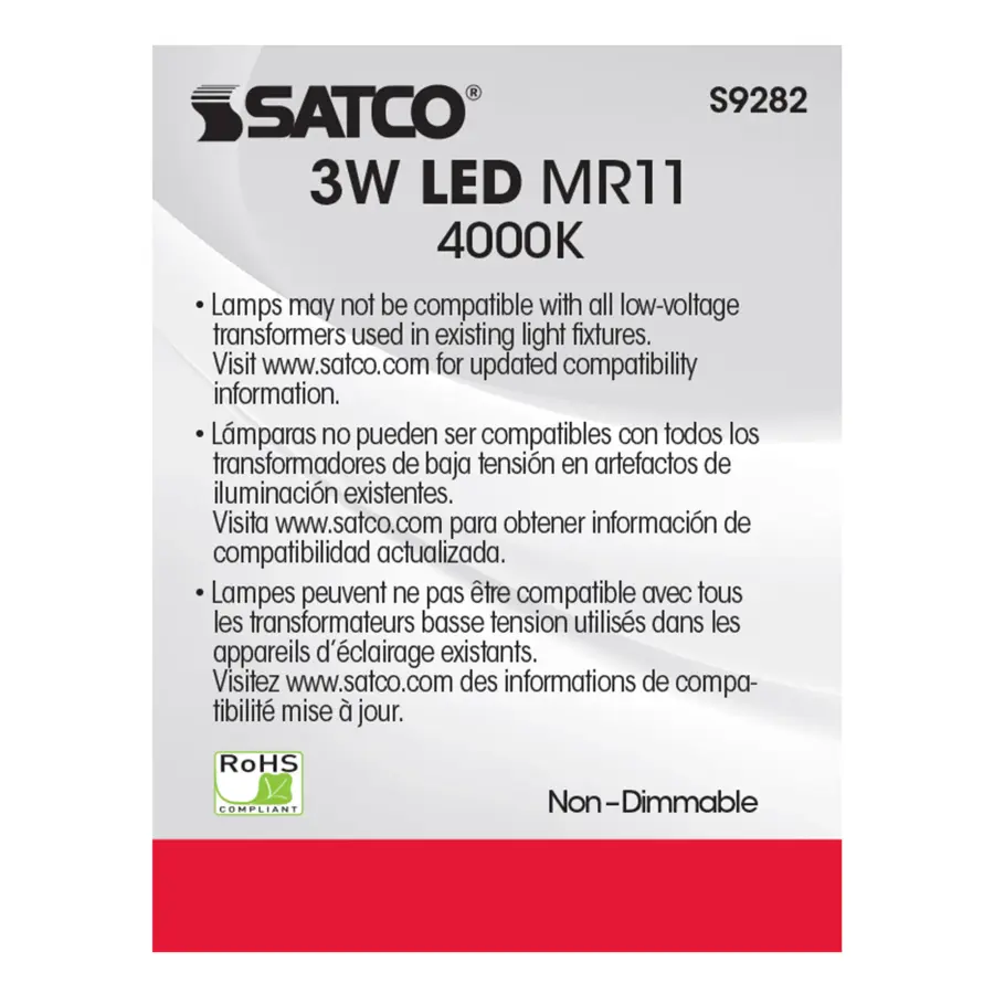 3W - LED - MR11 - 4000K - 25 deg. beam spread - 25000 Average rated hours - 210 Lumens - GU4 base - 12 Volt AC/DC - Image 6