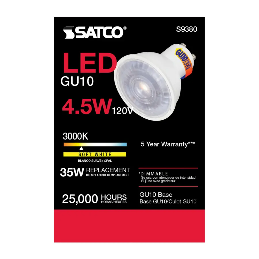 4.5 Watt - LED MR16 - 3000K - 40 deg. Beam Angle - GU10 base - 120 Volt - Image 4