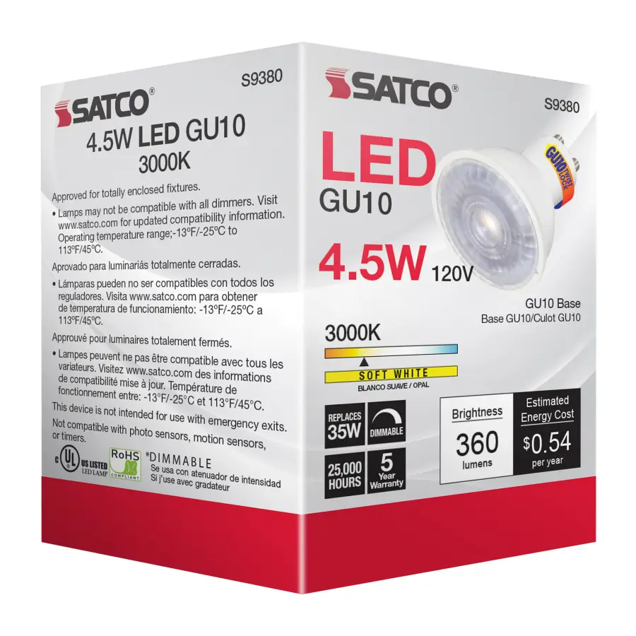 4.5 Watt - LED MR16 - 3000K - 40 deg. Beam Angle - GU10 base - 120 Volt - Image 7