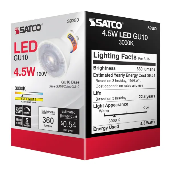 4.5 Watt - LED MR16 - 3000K - 40 deg. Beam Angle - GU10 base - 120 Volt - Image 8
