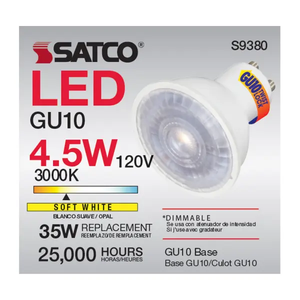4.5 Watt - LED MR16 - 3000K - 40 deg. Beam Angle - GU10 base - 120 Volt - Image 10