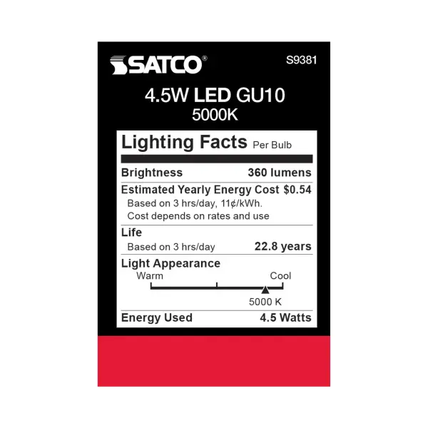 4.5 Watt - LED MR16 - 5000K - 40 deg. Beam Angle - GU10 base - 120 Volt - Image 5