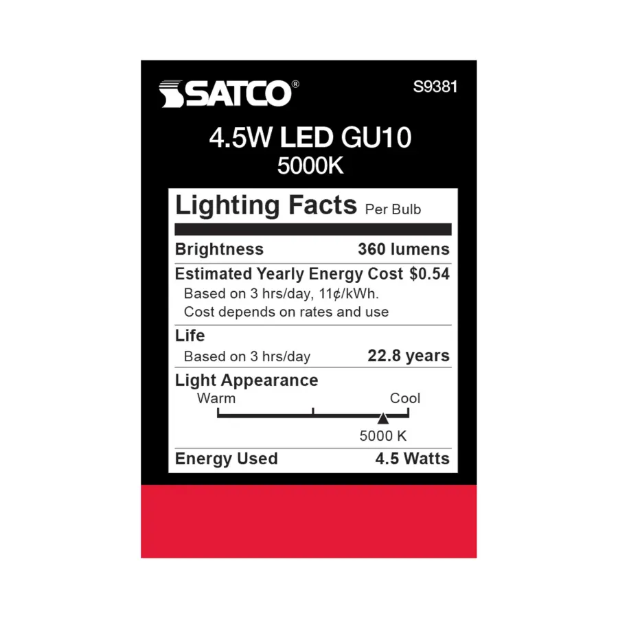 4.5 Watt - LED MR16 - 5000K - 40 deg. Beam Angle - GU10 base - 120 Volt - Image 5