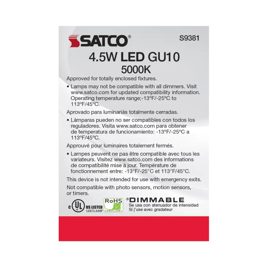 4.5 Watt - LED MR16 - 5000K - 40 deg. Beam Angle - GU10 base - 120 Volt - Image 6