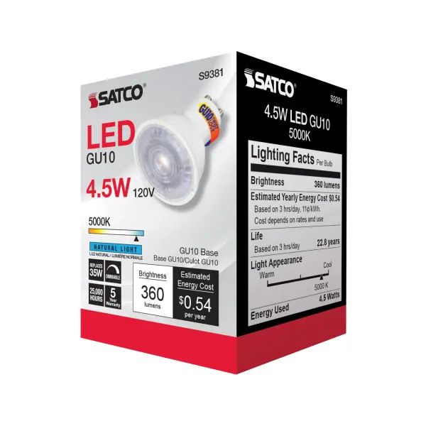 4.5 Watt - LED MR16 - 5000K - 40 deg. Beam Angle - GU10 base - 120 Volt - Image 7
