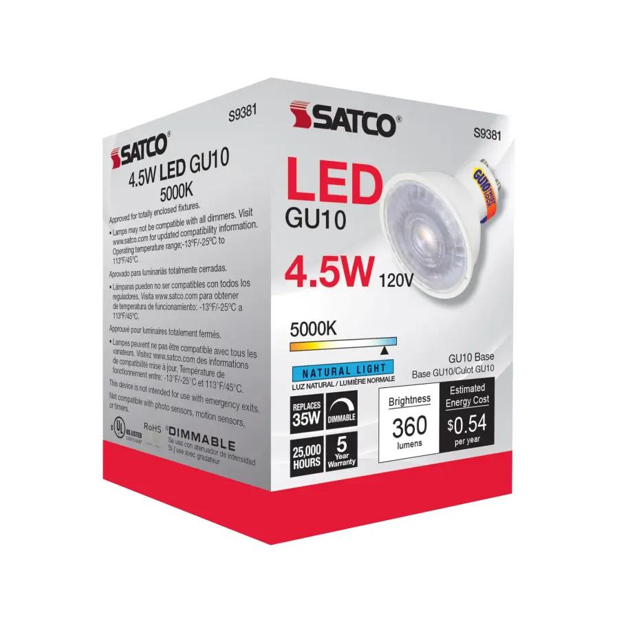 4.5 Watt - LED MR16 - 5000K - 40 deg. Beam Angle - GU10 base - 120 Volt - Image 8