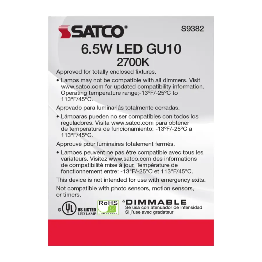 6.5 Watt - LED MR16 - 2700K - 40 deg. Beam Angle - GU10 base - 120 Volt - Image 6