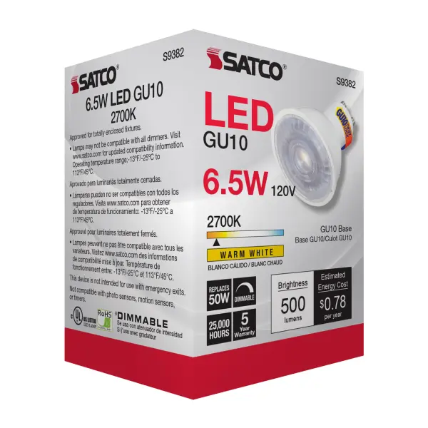6.5 Watt - LED MR16 - 2700K - 40 deg. Beam Angle - GU10 base - 120 Volt - Image 8
