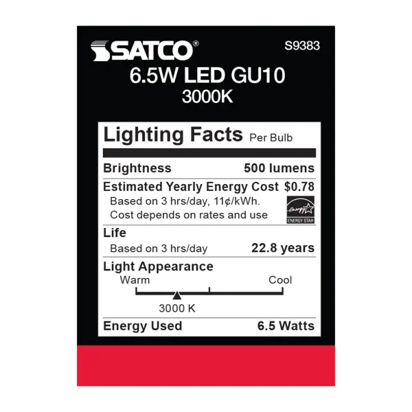6.5 Watt - LED MR16 - 3000K - 40 deg. Beam Angle - GU10 base - 120 Volt - Image 5