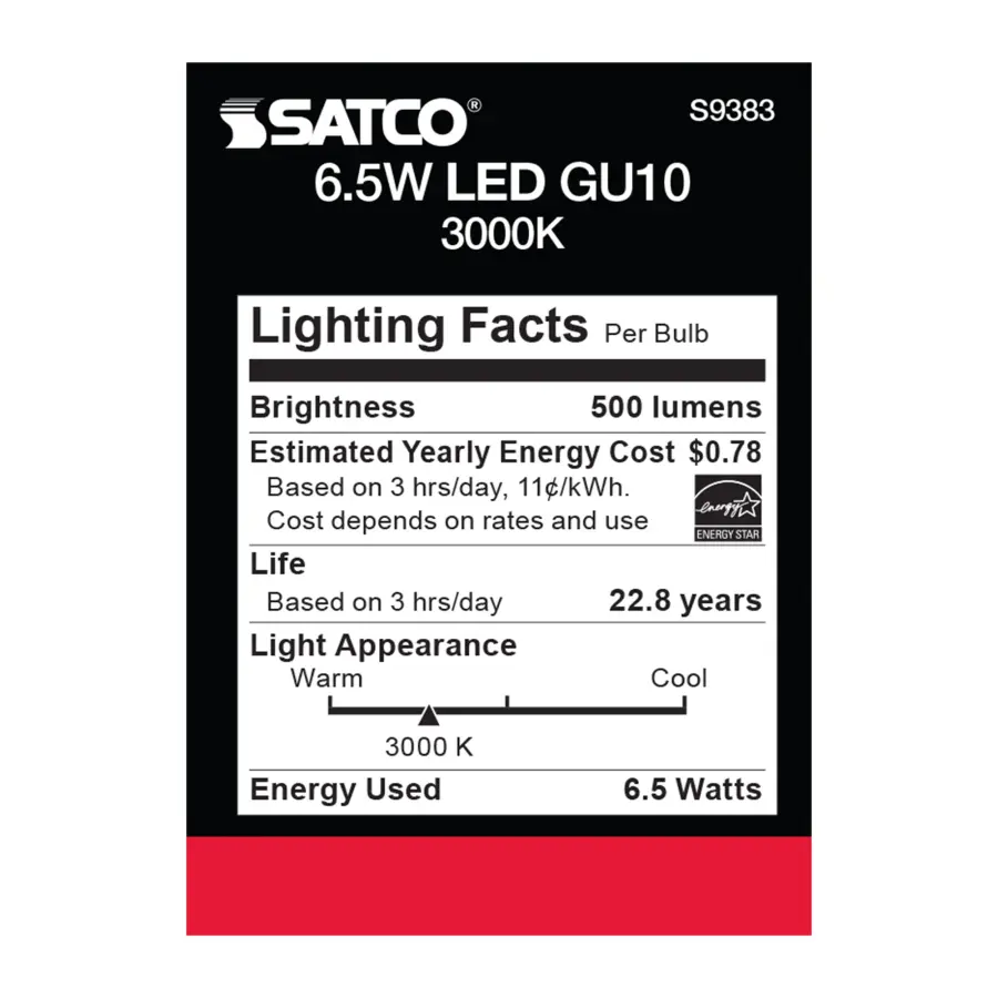 6.5 Watt - LED MR16 - 3000K - 40 deg. Beam Angle - GU10 base - 120 Volt - Image 5