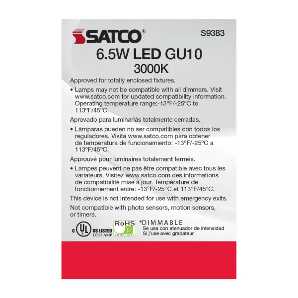 6.5 Watt - LED MR16 - 3000K - 40 deg. Beam Angle - GU10 base - 120 Volt - Image 6