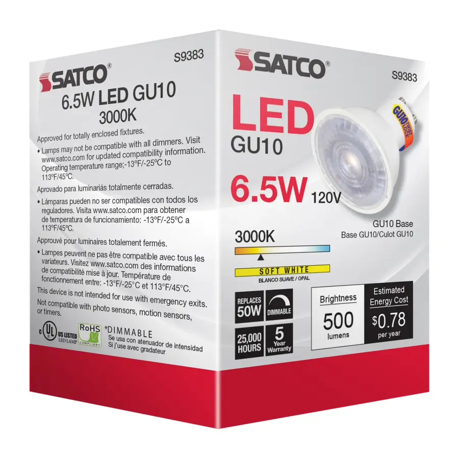6.5 Watt - LED MR16 - 3000K - 40 deg. Beam Angle - GU10 base - 120 Volt - Image 7