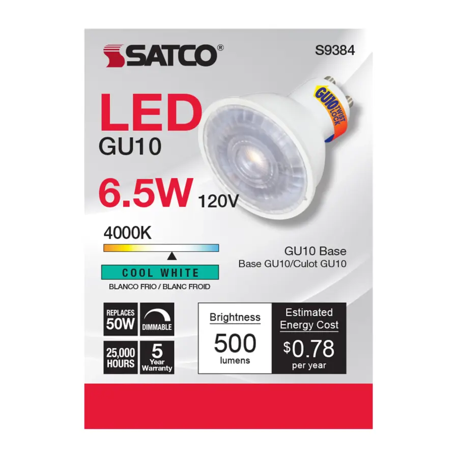 6.5 Watt - LED MR16 - 4000K - 40 deg. Beam Angle - GU10 base - 120 Volt - Image 3