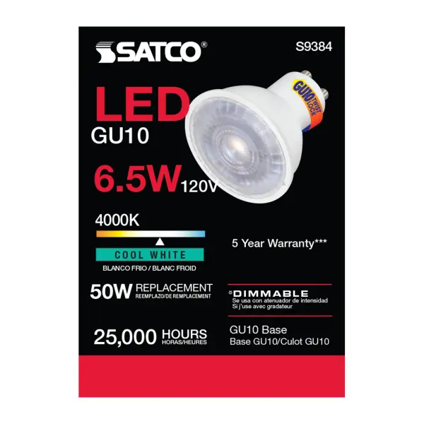 6.5 Watt - LED MR16 - 4000K - 40 deg. Beam Angle - GU10 base - 120 Volt - Image 4