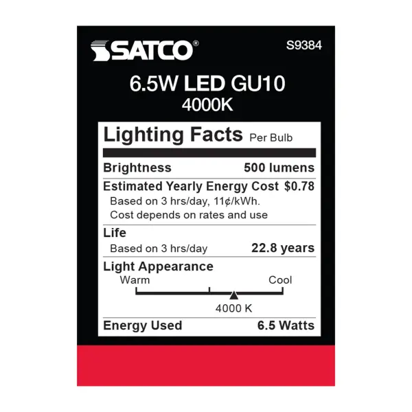 6.5 Watt - LED MR16 - 4000K - 40 deg. Beam Angle - GU10 base - 120 Volt - Image 5