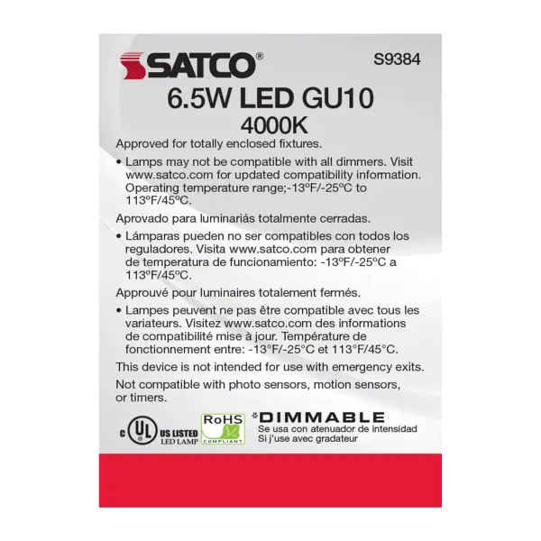 6.5 Watt - LED MR16 - 4000K - 40 deg. Beam Angle - GU10 base - 120 Volt - Image 6