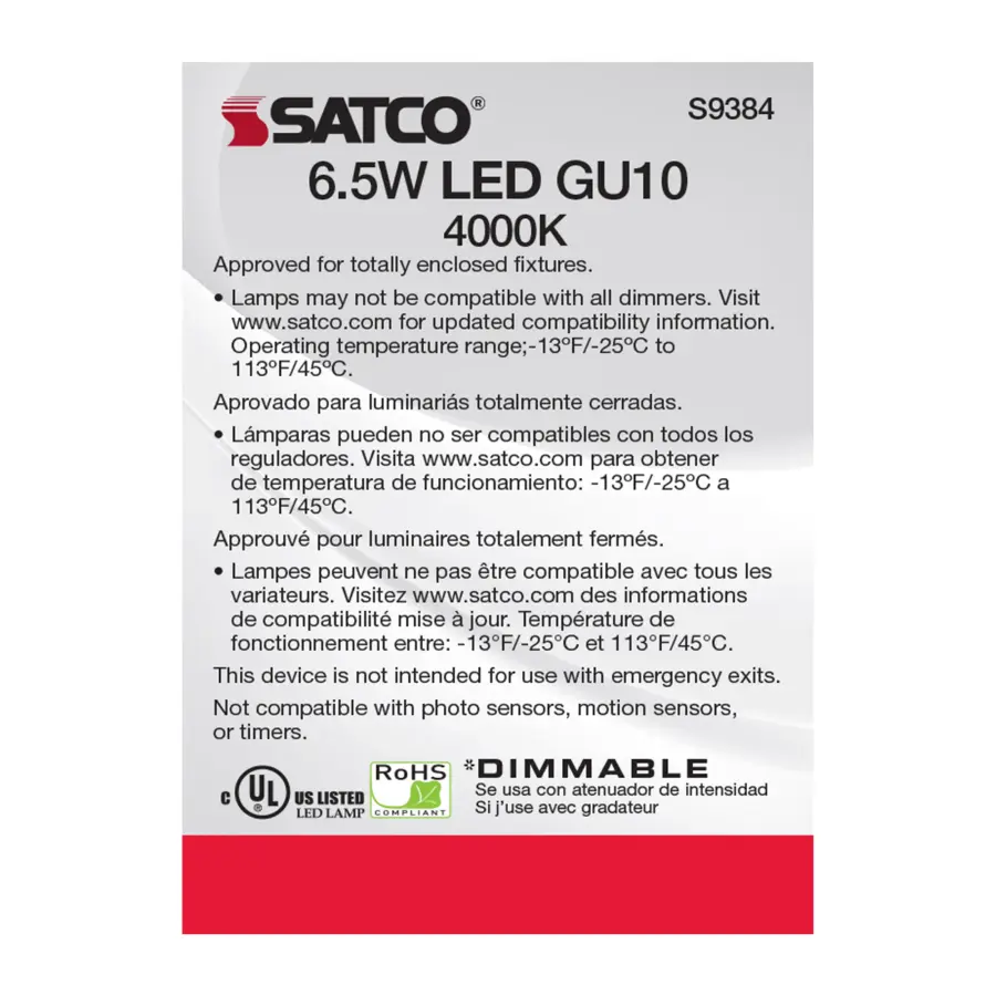 6.5 Watt - LED MR16 - 4000K - 40 deg. Beam Angle - GU10 base - 120 Volt - Image 6