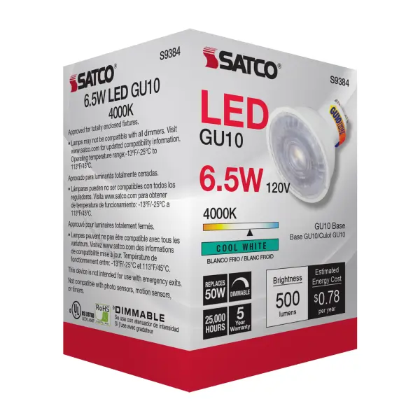 6.5 Watt - LED MR16 - 4000K - 40 deg. Beam Angle - GU10 base - 120 Volt - Image 8
