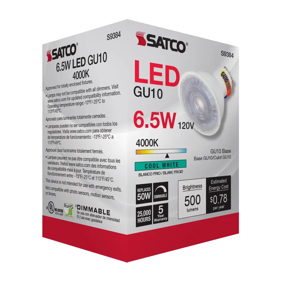 6.5 Watt - LED MR16 - 4000K - 40 deg. Beam Angle - GU10 base - 120 Volt - Image 8