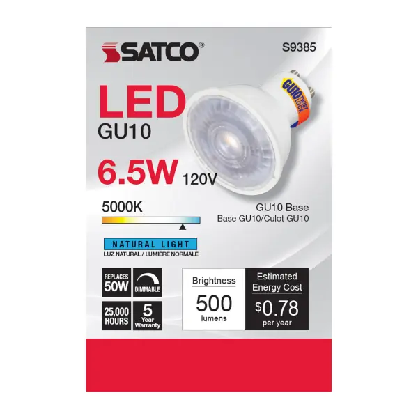 6.5 Watt - LED MR16 - 5000K - 40 deg. Beam Angle - GU10 base - 120 Volt - Image 3