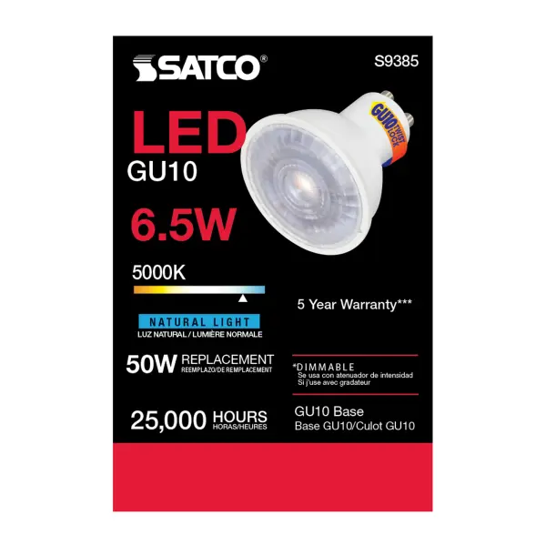 6.5 Watt - LED MR16 - 5000K - 40 deg. Beam Angle - GU10 base - 120 Volt - Image 4