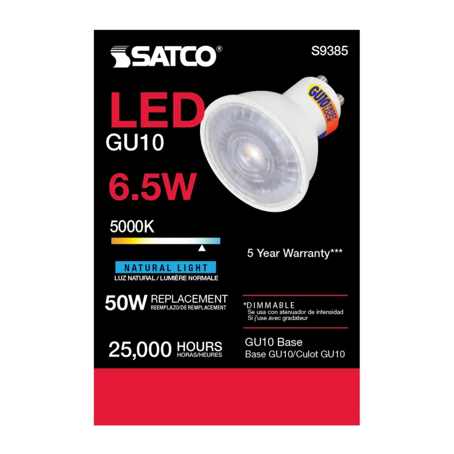 6.5 Watt - LED MR16 - 5000K - 40 deg. Beam Angle - GU10 base - 120 Volt - Image 4