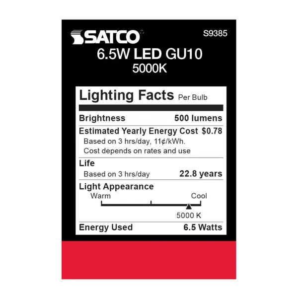 6.5 Watt - LED MR16 - 5000K - 40 deg. Beam Angle - GU10 base - 120 Volt - Image 5